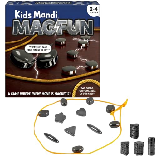 Image of Kids Mandi MAGfun Magnetic Game for Kids - Sizzle Magnet Stone Board Game, Kluster & Magna Duel Style Educational Toy , Indoor Magnetic Blocks & Balls Fun for Boys & Girls, Magnetic Rope Play Set