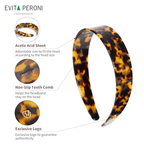 Evita Peroni Wide Headbands For Women With Teeth Acetate Resin Hair Bands For Women'S Hair No Headache Headband No Slip Hairbands-Tortoise thumb #3