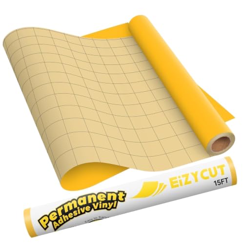 EIZYCUT Permanent Adhesive Vinyl Roll 12 x 15ft Matte Yellow