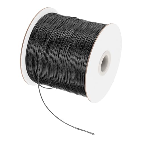 MECCANIXITY Waxed Cord 0.5mm Waxed Polyester Cord 175 Yard Wax String for Bracelet Making, Necklaces, Beading, Jewelry Making and DIY Crafts(Black)