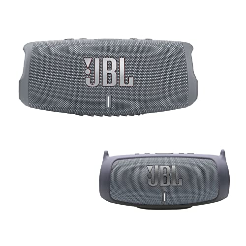 JBL Charge 5 - Bluetooth Speaker Bundle with Deluxe CCI Silicone Sleeve (Grey)
