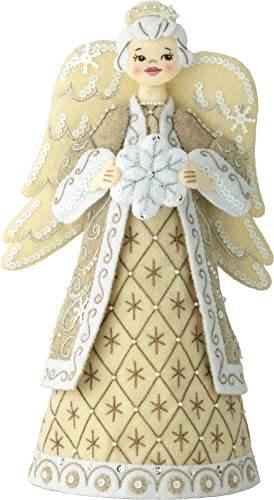 Bucilla, Snowflake Angel Felt Applique Christmas Tree Topper Making Kit, Holiday Supplies for DIY Needlepoint Arts and Crafts, 89461E