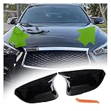 1 Pair Rearview Mirror Cover Replacement Compatible with Infiniti QX30 Q50 Q60 Q70 2014-2021 Black/Carbon Fiber Pattern Cap Car Accessories(Glossy Black) - Image 3