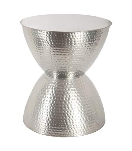 ATMOSPHERA CREATEUR D'INTERIEUR Table Basse Guéridon en métal martelé - Tendance & Design - Coloris Gris Argent