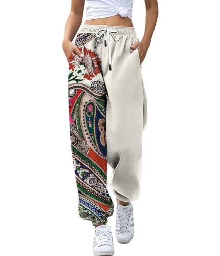 3D Digital Printed Loose Casual Joggers,Elastic Waist Drawstring Cuffed Sweatpants