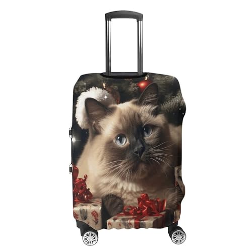 Christmas Siamese Cat Luggage Cover Elastic Suitcase Protector Case Anti-Scratch Washable Baggage Covers Protector For Traveling, Aircraft Consignment XL4