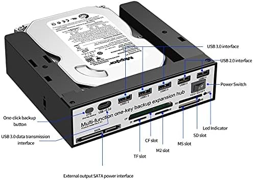 Diagram showing the dimensions of the docking station with a hard drive inserted.