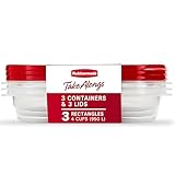 Rubbermaid TakeAlongs 4 Cup Rectangle Food Storage Container, 3 Pack