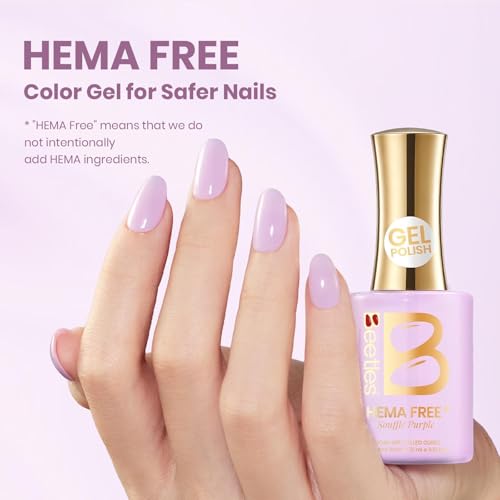 Image of Beetles Purple Gel Nail Polish - Souffle Purple Gel Nail Polish15ML Full Size /0.51Fl Oz, Soak Off UV LED Lamp Pastel Nails Art, Long-Lasting Manicure Salon DIY Home Summer Nails