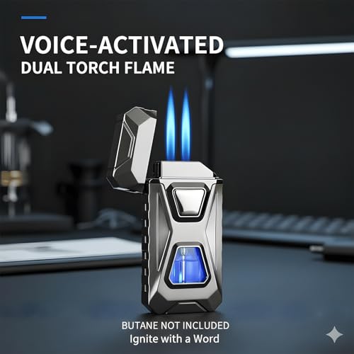 Encendedor Doble Llama Activado por Voz USB Recargable miniatura 3