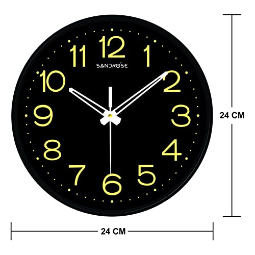 Image of SANDROSE 10-inch Designer Plastic Analogue Round Wall Clock for Home, Kitchen, Living Room, Bedroom, Office (24 cm x 24 cm x 4.5 cm) (Color 6)