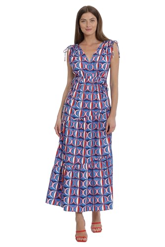 Image of Maggy London Women's Tiered Maxi with Shoulder and Waist Drawstring Details