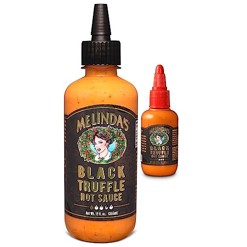 Melinda’s Black Truffle Hot Sauce - Gourmet Truffle Hot Sauce Made with Fresh Ingredients, Italian Black Truffles, Cayenne Peppers, Garlic & Colombian Honey - Keto, No Sugar, No Carbs -12 oz, 1 Pack