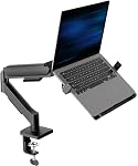 VIVO Universal Adjustable 10 to 15.6 inch Laptop Mount for Desk, Single Tension Arm VESA Notebook Stand with C-clamp and Grommet Options, Black, STAND-V001O-L