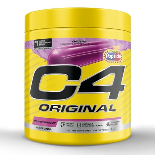 Image of C4 Original Pre Workout - Popsicle Grape - Pre-Workout for Endurance, Focus & Performance with 200mg Caffeine, Beta-Alanine, Creatine Nitrate, L-Arginine & PeptiPump - Sugar Free, 25 Servings