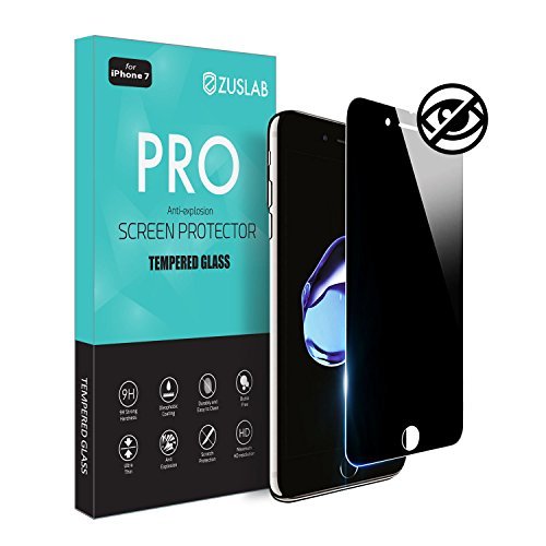 ZUSLAB Privacy Screen Protector Compatible with Apple iPhone 8/iPhone 7 , Anti-Spy 2.5D Edge Anti-Scratch 9H Hardness Tempered Glass Screen Film (2-Way Privacy)