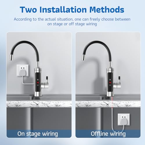 Sofortiger Elektrischer Warmwasserhahn mit LED-Digitalanzeige/720°-Drehung/Touch-Temperatureinstellung/mit Universalschlauch, Wasserhahn-Warmwasserbereiter für Bad und Küche