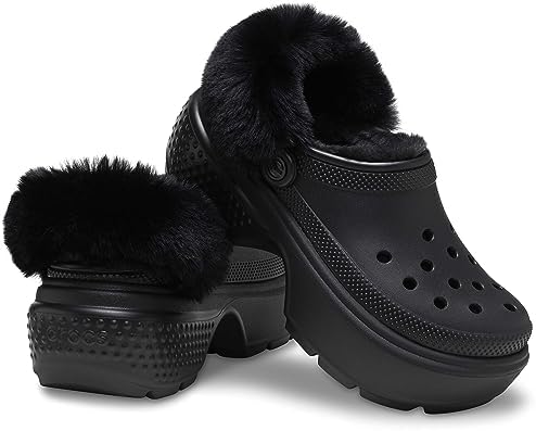 Crocs Unisex Stomp Lined Clogs, Fuzzy Slippers, Platform Shoes, Black, Numeric_5 US Men | Image 5