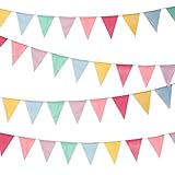 Boao 48 Pieces Colorful Pennant Banner Flags Imitated Burlap Bunting Banner for Party Decoration（4.9 x 6.7 Inch）