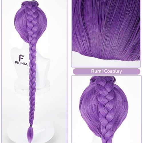 Long Purple Braid Wig for Women,Braided Wig Purple Base Wig with Braids Ponytail Clip + Cap for Stage Party Halloween Costume Cosplay3