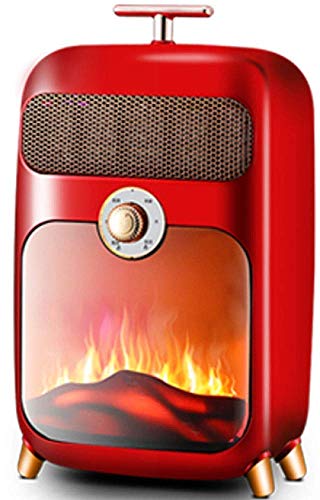 Elektroherd Elektro Retro 900W Holzofen Heizung Herd W Flammeneffekt Feuer Freistehender Kamin Holzofen LED-Licht Einstellbare Temperatur rot
