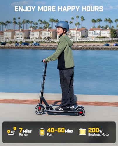 FanttikRide T9 Electric Scooter for Kids 4.3-5.6 ft, 7/10/12 MPH, LED Battery Level, Height Adjustable and Foldable, Electric Scooter for Kids, 200W Motor, Up to 40 mins