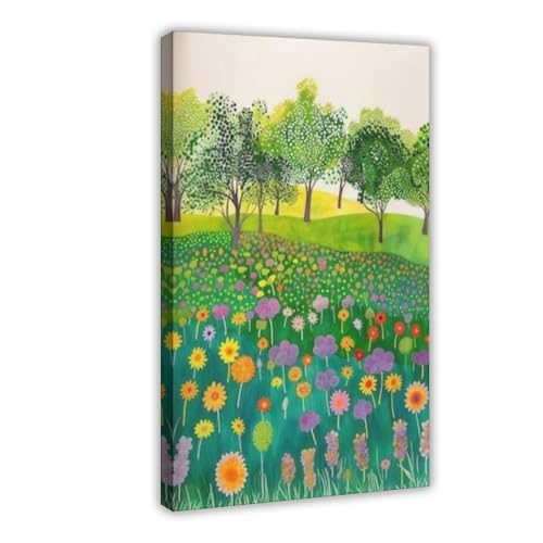 Impression sur toile prairie florale 40x60cm pour déco murale