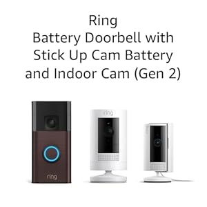 All-new Ring Battery Doorbell with Ring Indoor Cam 2nd Gen (White) and Ring Stick Up Cam Battery (White)