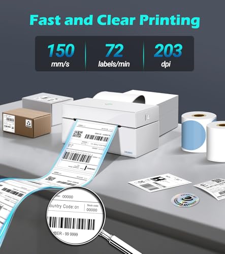 Image of ORGBRO Bluetooth Thermal Shipping Label Printer, Z1-Plus Wireless 4X6 Shipping Label Printer for Small Business Office or Home Support iPhone Android Windows macOS Chrome Amazon Shopify USPS