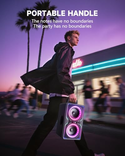 Image of Hotlemon Large Bluetooth Speaker: 240W Peak Powerful Loud Sound with Deep Bass, 15H Playtime, Fast Charge, TWS, Portable Wireless Speakers for Outdoor, Party, Beach, Backyard, Home, Outside (Silver)