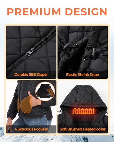 Topdot Cozy Black Heated Jacket for Women – Embrace the Warmth with 16000mAh Battery and 10 Heating Zones - Image 5