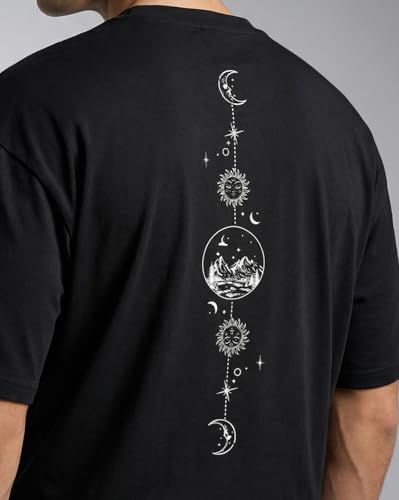 Image of Nobero Men's Oversized Graphic T-Shirt for Men | Soft Cotton | Drop Shoulder Relaxed Fit | Printed Casual Tshirt for Men