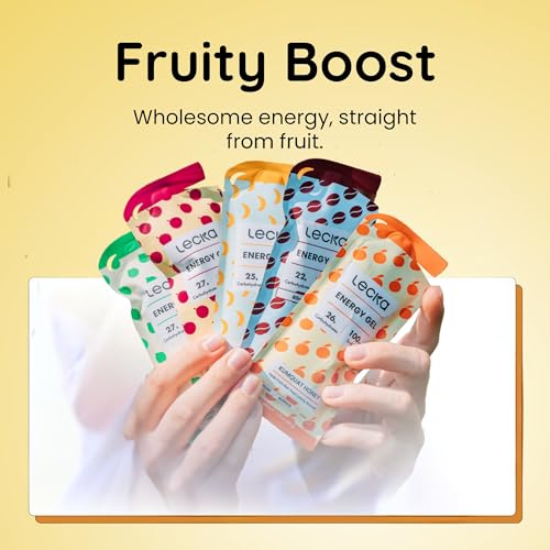 Image of Lecka Energy Gel Banana - 25g Carbs, 100mg Sodium - Real Fruit, No Maltodextrin, Vegan, Gluten-Free - Running and Triathlon Fuel (24 Pack)