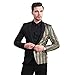 Cloudstyle Mens Stylish Dinner Tux Dress Blazer Gold Sequin Slim Fit Suit Jacket Sport Coat 3X-Large