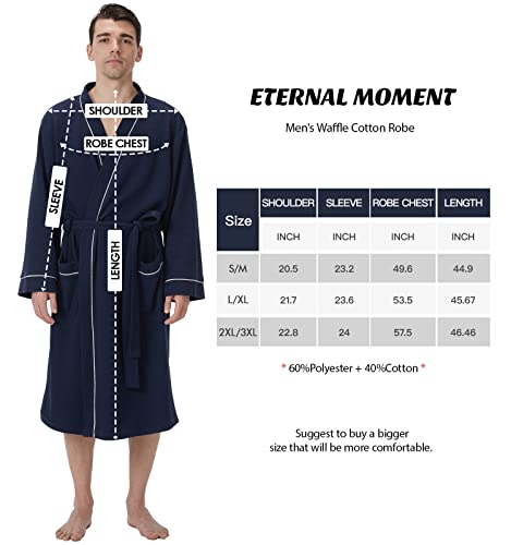 Oxy Wing Robes For Men, Waffle-Knit Bathrobe With Pockets Lightweight Spa Sleepwear Soft Knee Nightgown (S-M) #TOP3