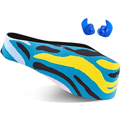 Lightening Swimming Headband for Babies, Toddlers, Kids, Adults - Designed to Help Prevent swimmer's Ears - Elastic Swim Hair Guard & Ear Guard - Keep Water Out, Hold Earplugs In Waterproof Band Cover