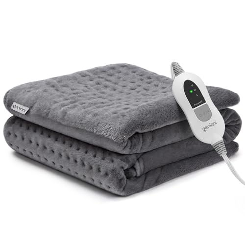 Image of GENIANI Electric Throw – Heated Throw Blanket & Electric Blanket Throw, XL Heating Pad for Back Pain & Cramps Relief, Auto Shut Off, Machine Washable, Moist Heat Pad for Neck & Shoulder