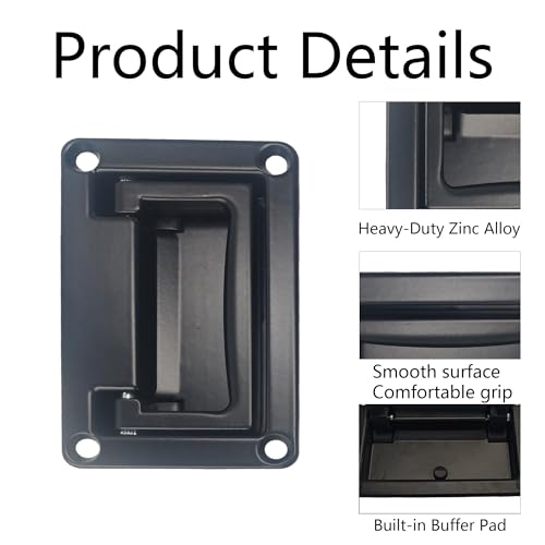 Image of Recessed Pull Handle, Heavy Duty Hatch Pull Handle Container Handle, Black Zinc Alloy Flush Pull Handles for Toolbox, Deck Hatch, Drawer Access, 3.7 inchx2.4 inch
