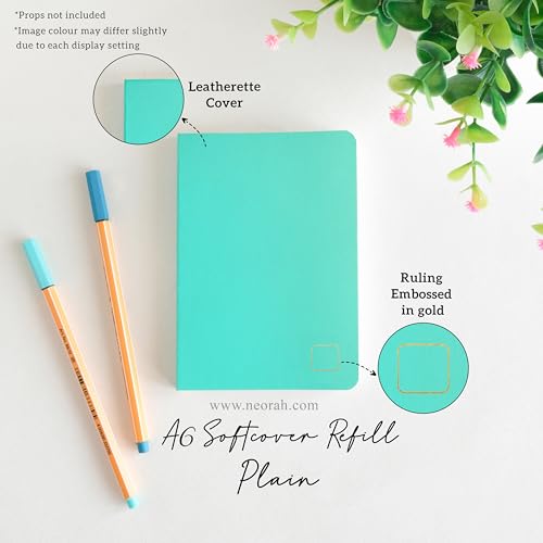 Image of NEORAH - A6 Notebook SOFT COVER | Journal REFILL | Unruled Notebook Journal | 110 GSM | 160 pages (Size 14.8 cm x 10.5 cm) Planner Journaling Writing Note Taking Diary-TEAL