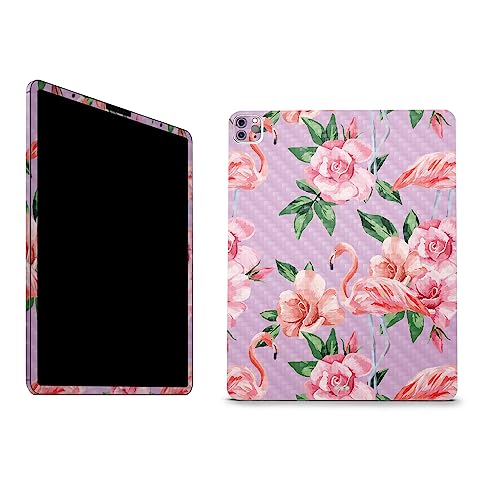 Image of MightySkins Carbon Fiber Skin Compatible with Apple iPad Pro 12.9 inch M2 6th Gen (2022) Full Wrap Kit - Flamingo Rose | Protective, Durable Textured Carbon Fiber Finish | Easy to Apply | Made in The USA