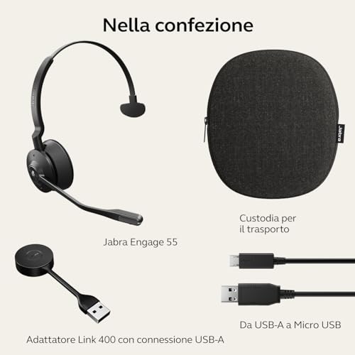 Jabra Engage 55 Cuffie Wireless Mono Con Adattatore Dect, Senza Supporto, Ottimizzato Per Microsoft Teams, Mono, USB-A - 8