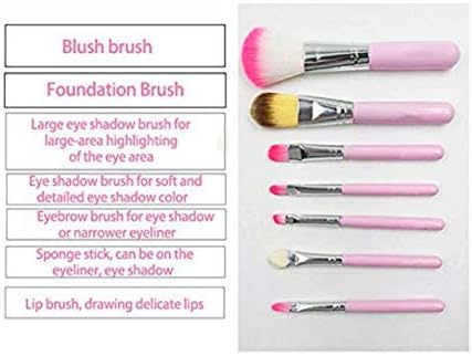 Children Makeup Brushes, 7Pcs Makeup Brush Set Foundation Eyebrow Eyeliner Brush Cosmetic Concealer Brushes for Kids Children Girls - Pink