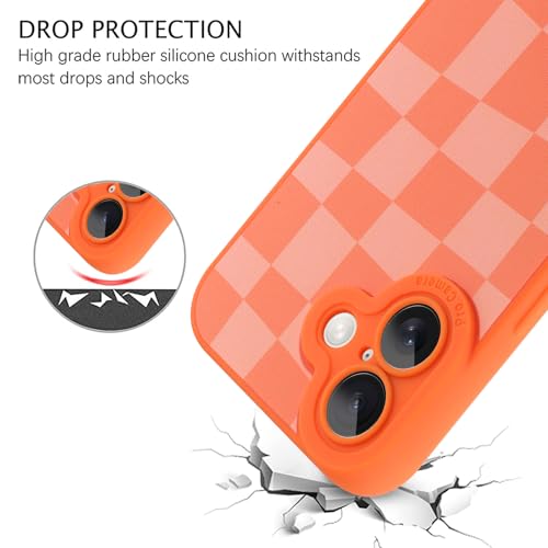 Image of ZIYE for iPhone 17 Case Orange Grids Plaid Checkerboard Pattern