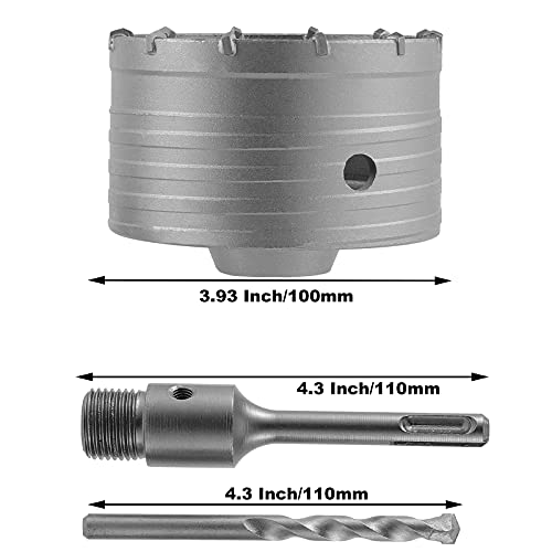 Sheutsan 4 Inch Concrete Hole Saw, 100Mm Premium Metal Hole Saw Cutter, Sds Plus Shank Hole Saw Drill Bit For Wall, Concrete, Brick, Stone, Cement #TOP1