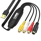 Gurtt VHS-zu-USB-2.0-Video-Grabber, Digitalisierungsgerät, Konverter, Audio-Video-Aufnahmekarte für VHS, Videorecorder, Camcorder, DVD und mehr