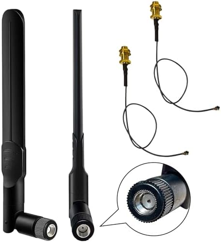 Bingfu Antenne WiFi SMA Mâle 8dBi Bi-Bande 2.4GHz 5GHz 5.8GHz - Lot De 2