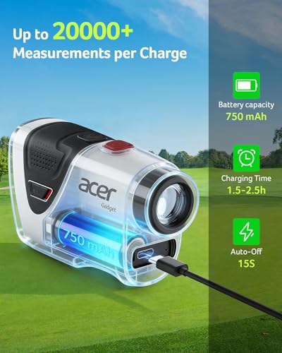 Image of Acer Pro Golf Rangefinder with Slope Switch, Pin Lock Vibration - 1200 Yards Laser Range Finder Golf, 7X Magnification, Rechargeable Battery with Magnet Stripe, IP54 Waterproof, Golf Gifts for Men