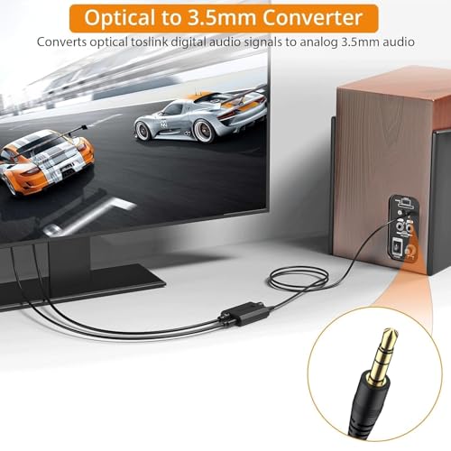 Neoteck Konwerter cyfrowy na analogowy 192 kHz z regulacją głośności, konwerter optyczny na 3,5 mm z wbudowanym chipsetem wzmacniacza, konwerter DAC, kompatybilny ze słuchawkami 3,5 mm, głośnikiem