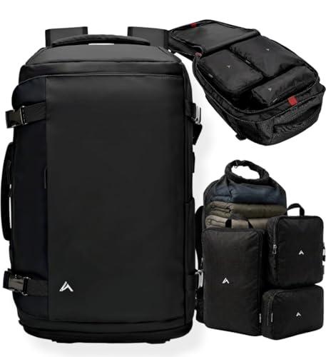 + Zermatt - HØRN Mochilas de Viaje cabina avión para equipaje de mano de 35L, Unisex de 50x30x20. Travel backpack para Portátil de 15"-17". Mochila al vacío Hombre Mujer (ATMOS + SET 4 COMPRESOR+)