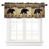 Anzona Curtain Valance 54' x 18', Black Bear Forest Silhouettes Window Valances Rod Pocket Curtains Drapes, Vintage Farm Backdrop Short Topper Curtain for Kitchen Cafe Living Room, 1 Panel